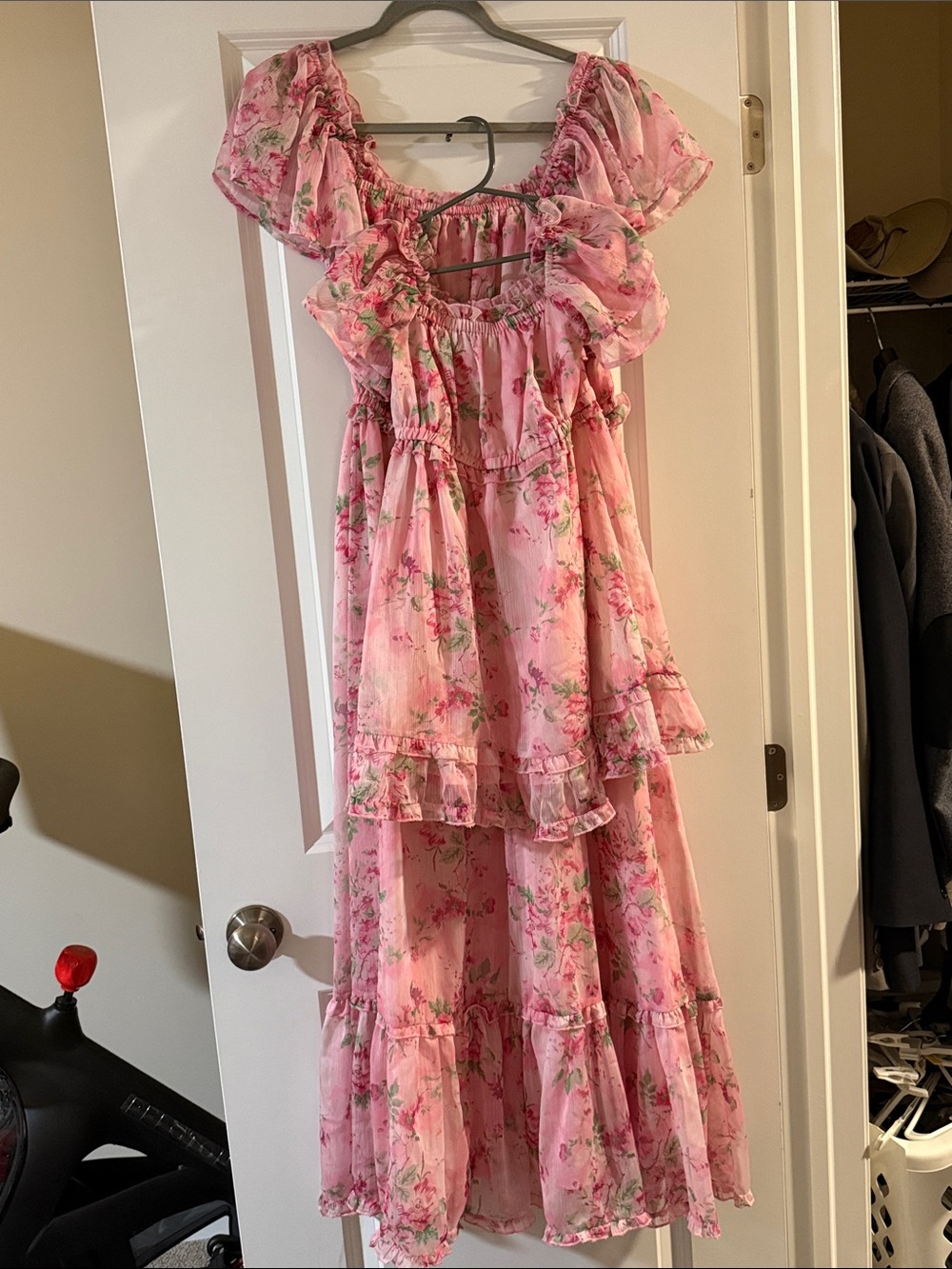Mommy and me matching Pink Floral Ruffle Tiered Dress - Picture 1 of 3
